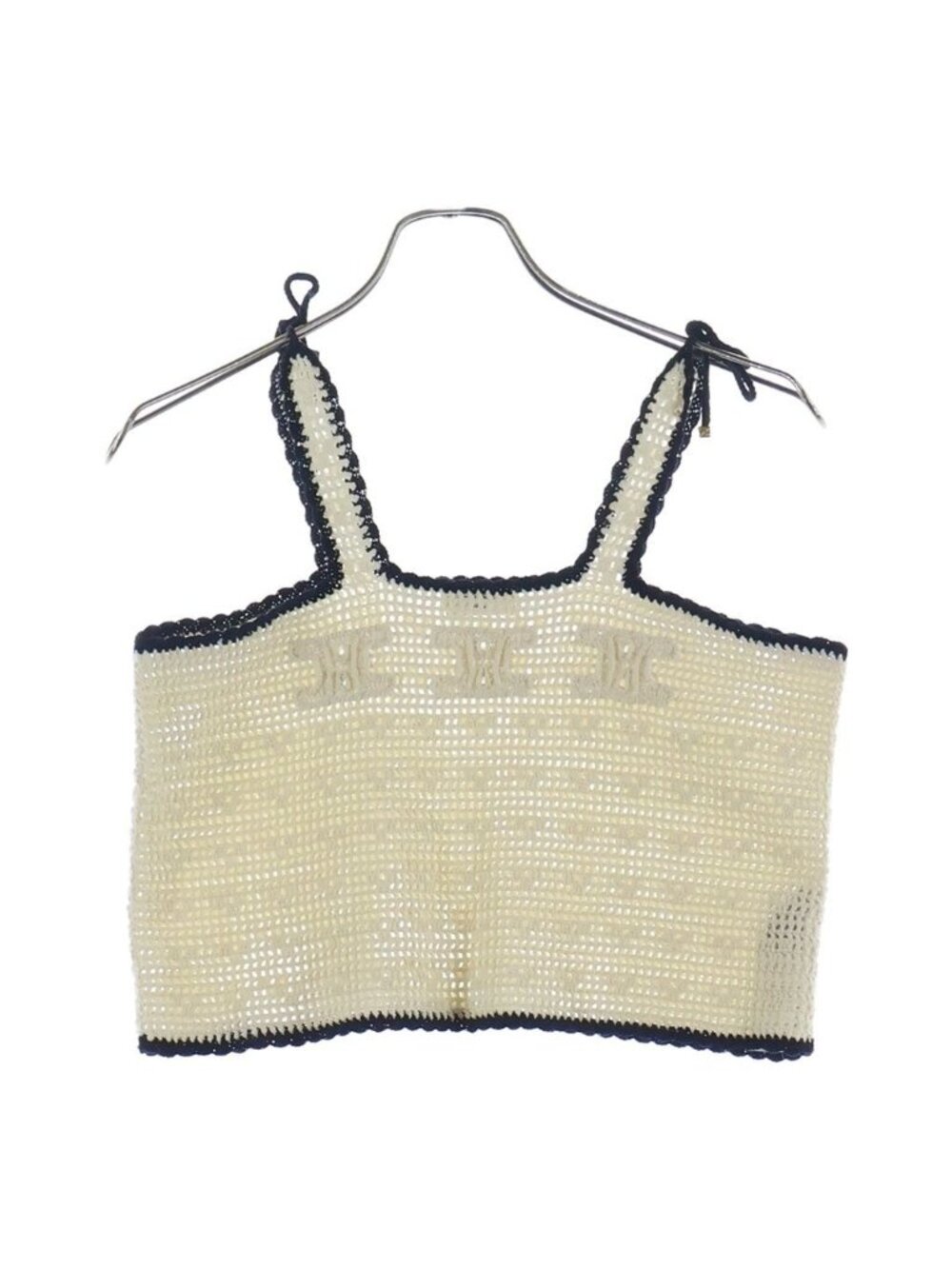 Celine Triomphe Clochette Cropped Camisole Top White Navy